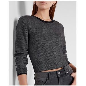 NWOT Herringbone Fitted Crop Crewneck